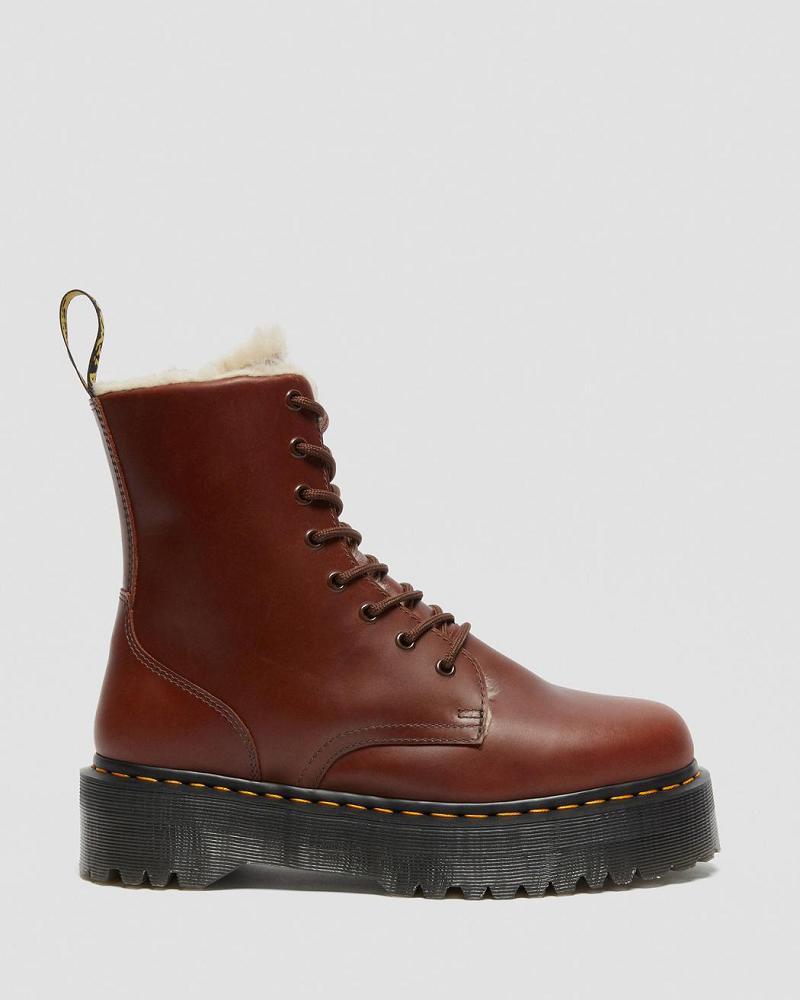 Dr Martens Jadon Faux Fur Gevoerde Platform Laarzen Heren Bruin | NL 258GSO